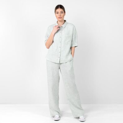 LILA grønnaktig lin bukse og bluse EILA