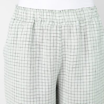 Grønnaktig lin bukse midje med strikk