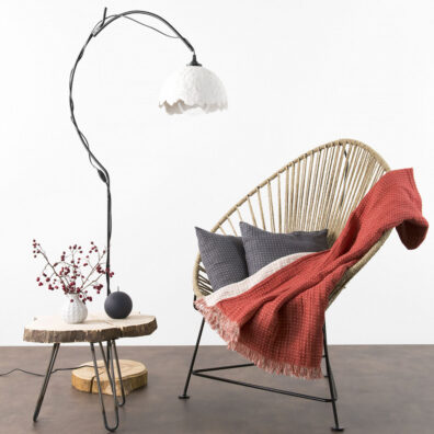 MEGA halvlin rødt pledd