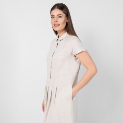 NICOLE beige linkjole med lommer i siden