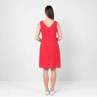 TUSCANY rød linkjole med V-utringning foran og bak