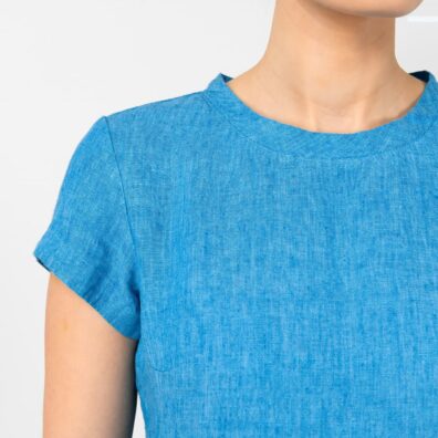 SIMA blå linkjole med rund hals