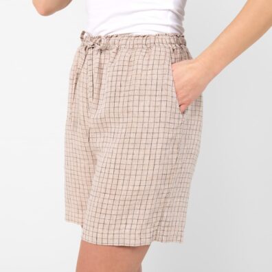 DOLFI lysebrun linshorts med lommer