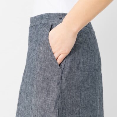 MYKA lin culottebukse blå med lommer