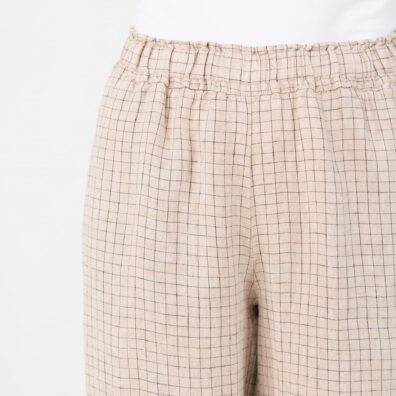 LILA lysebrun linbukse midje med strikk