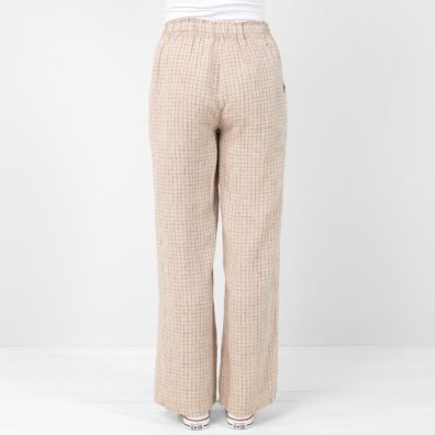 LILA lysebrun linbukse svart rutete