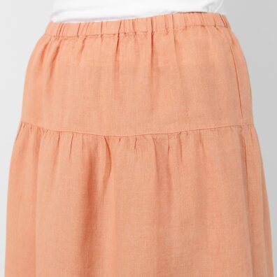 NELY pudderbrunt linskjørt med elastisk midje