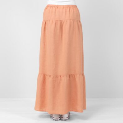 NELY pudderbrunt linskjørt fint forarbeidet