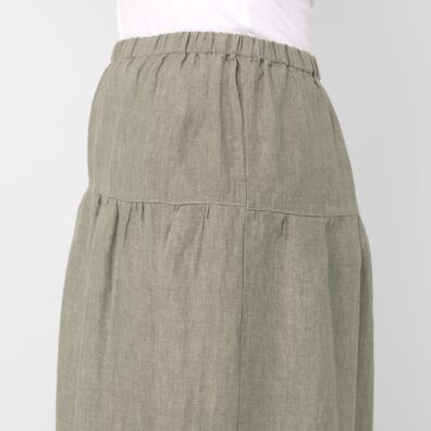 NELY mørkegrå linskjørt med elastisk midje