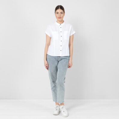 ORSI kritthvit linbluse / skjortebluse