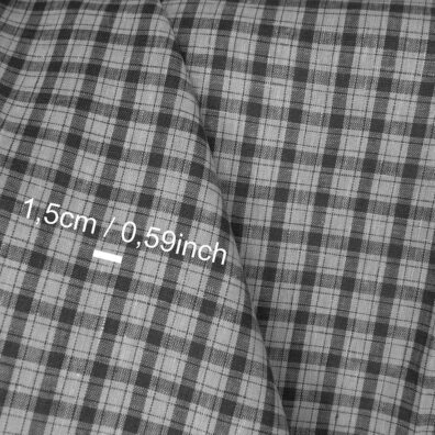 Linstoff rutete, vevd hvit, antrasittgrå og lysegrå garn