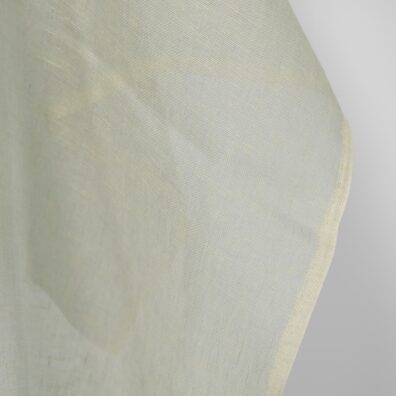 Linstoff gjennomsiktig, vevd lys grågrønn og lys blågrå garn, melange