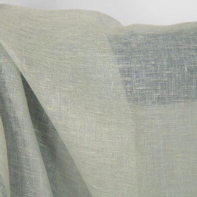 Linstoff i lys grågrønn farge gjennomsiktig 150cm bredt
