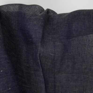 Linstoff gjennomsiktig, vevd mørkt koboltblått og gammelgrønt garn, melange