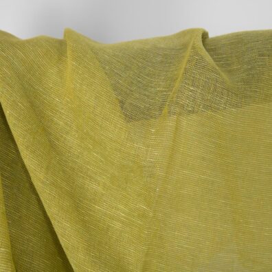 Linstoff gjennomsiktig, vevd gulgrønt, eplegrønt og pastellgrønt-gult garn, melange