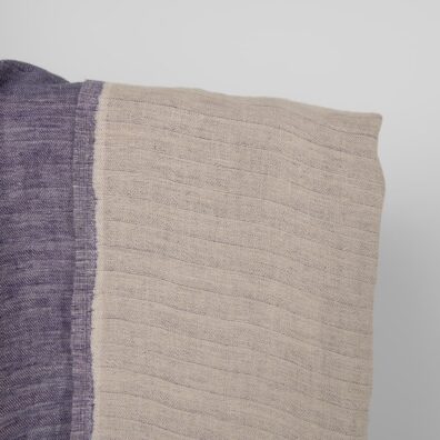 Linstoff blå-beige tosidig vasket 145cm bredt