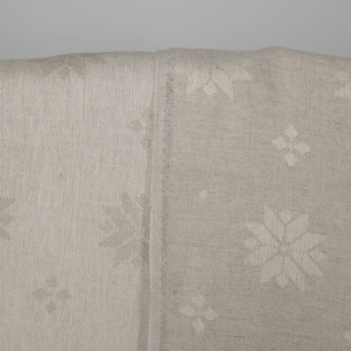 Beige jacquard lin bomullsstoff for sying klær, hjemmetekstiler