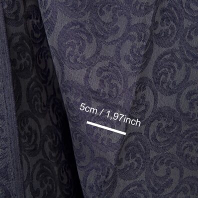 Halvlin stoff grå-blå mønstret for sying klær, hjemmetekstiler