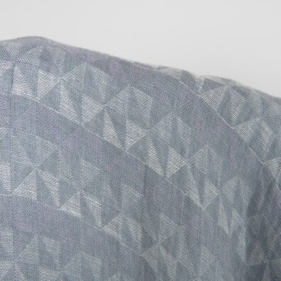 Grå-lilla linstoff med geometrisk mønster jacquard, dobbeltlag, vasket