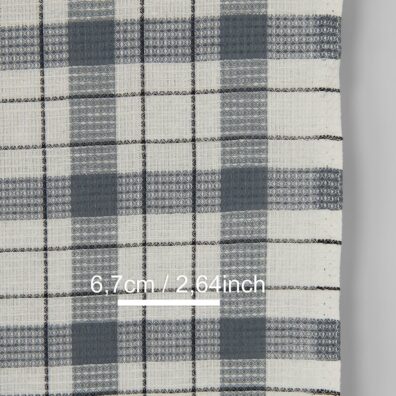 Halvlin håndkle stoff med grå ruter "vaffel" for kjøkkenhåndklær