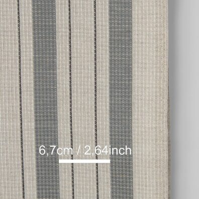 Beige halvlin håndkle stoff med grå striper "vaffel" for kjøkkenhåndklær