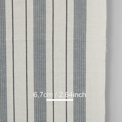Halvlin håndkle stoff med hvite og grå striper 50cm bredt