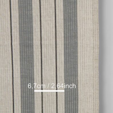 Beige halvlin håndkle stoff med grå striper, 50cm bredt