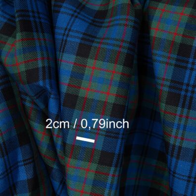 Halvlinstoff blå-grønn rutete i twill mønster 150cm bredt