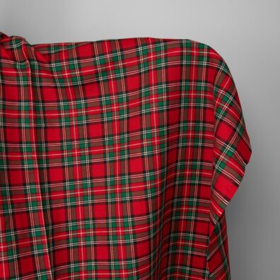 Halvlinstoff rød-grønn rutete