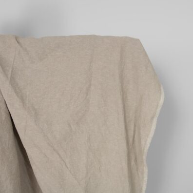 Lin-bomullsstoff beige meliert vasket