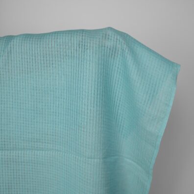 Turkis linstoff i gjennomsiktige ruter 150cm bredt