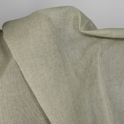 Lin-bomullsstoff hvit-grønn melert 150cm bredt