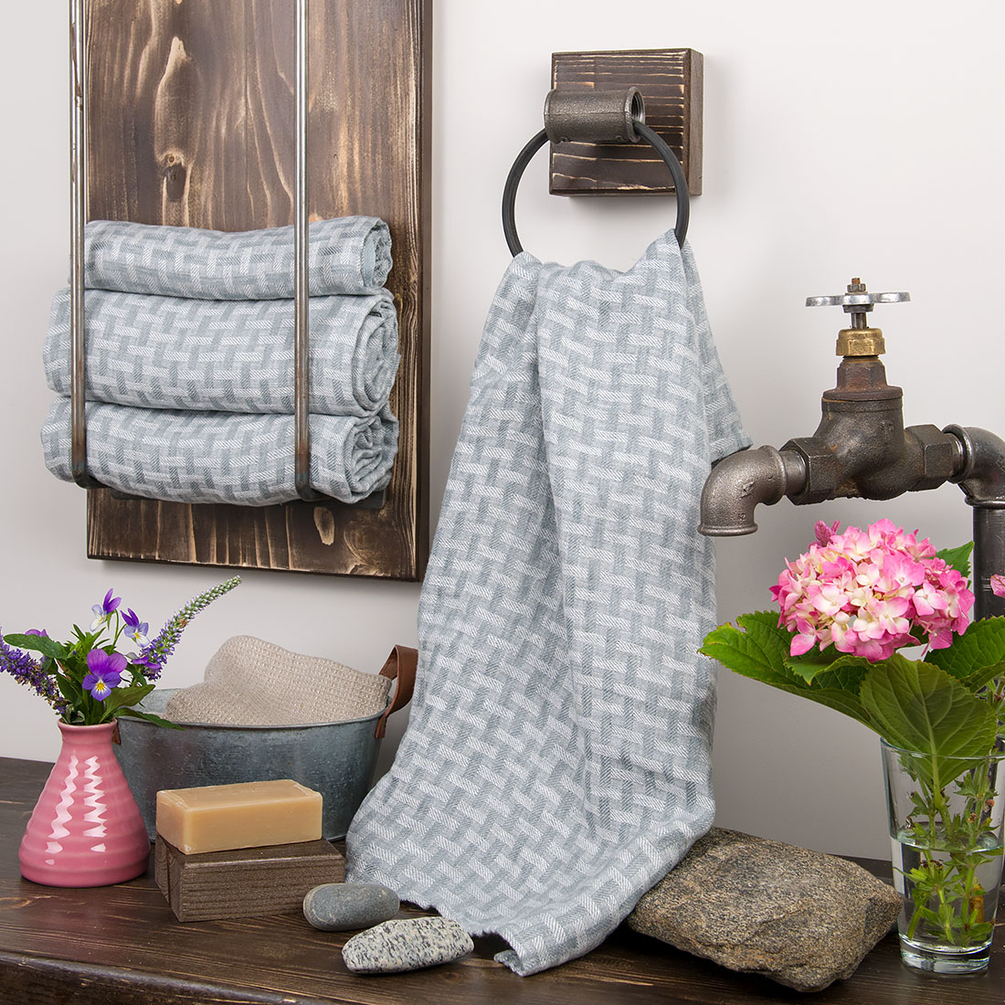 MARGO linhåndkle gråmønstret