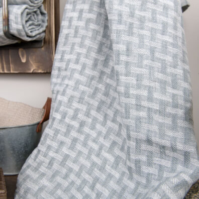 Linhåndkle gråmønstret, vasket, mykt, skånsomt