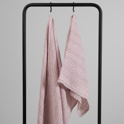 PURO linhåndkle rosa stripete vasket, mykt, skånsomt