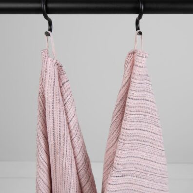 PURO linhåndkle rosa stripete med løkke