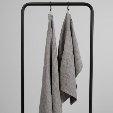 Linhåndkle grått-svart vasket, mykt, skånsomt