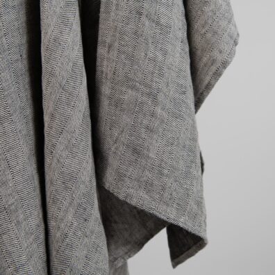 Linhåndkle grått-svart i fiskebein mønster