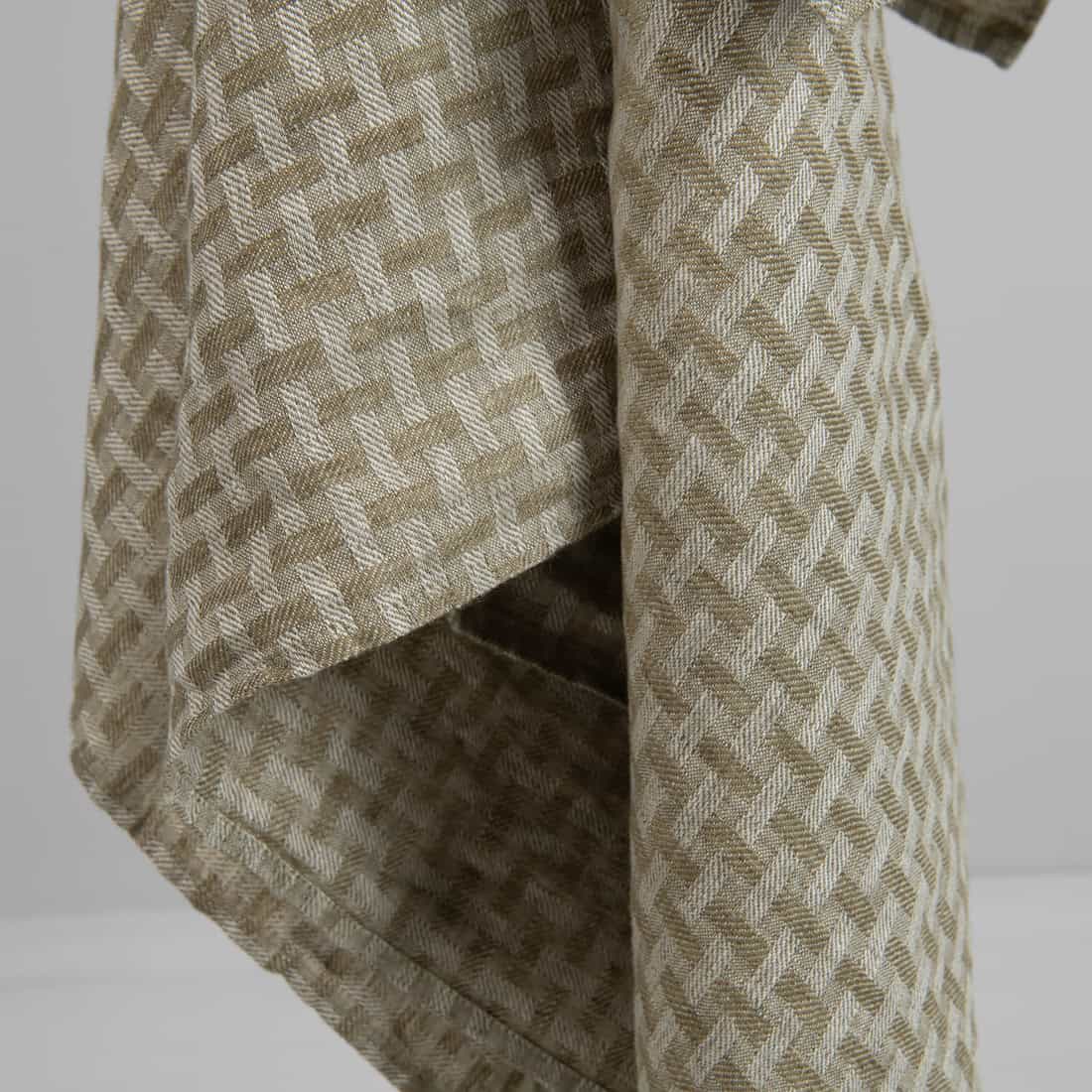 MARGO linhåndkle grønt med striper, twillvevd