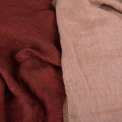 Linstoff rødt tosidig vasket