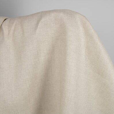 Linstoff med naturlige og hvite striper 150cm bredt