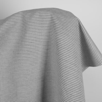 Lin-bomullsstoff grå i houndstooth mønster for sying klær, hjemmetekstiler