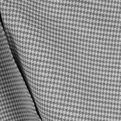 Lin-bomullsstoff i houndstooth mønster, vevd lysegrått, mørkegrått og antrasitt (gråbrunt) garn