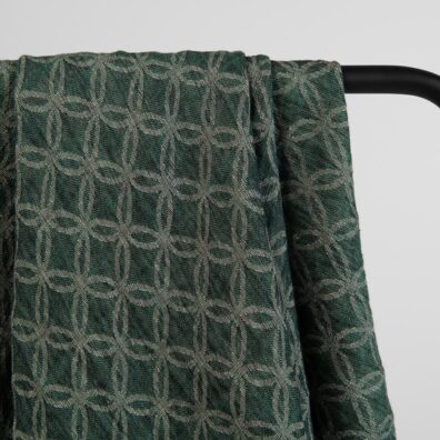 Grønt linskjerf i geometrisk mønster, dobbeltlags jacquard