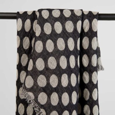 Lin skjerf svart med bobler, dobbeltlags jacquard