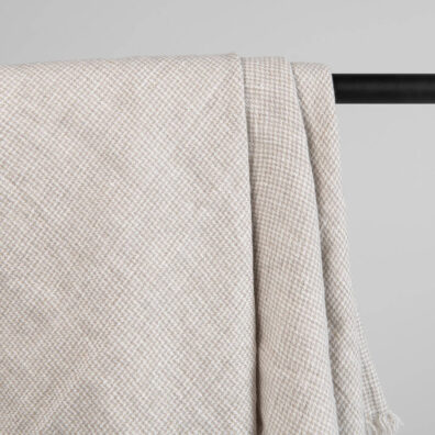 Lin skjerf kritthvit-naturliggrå finmønstret