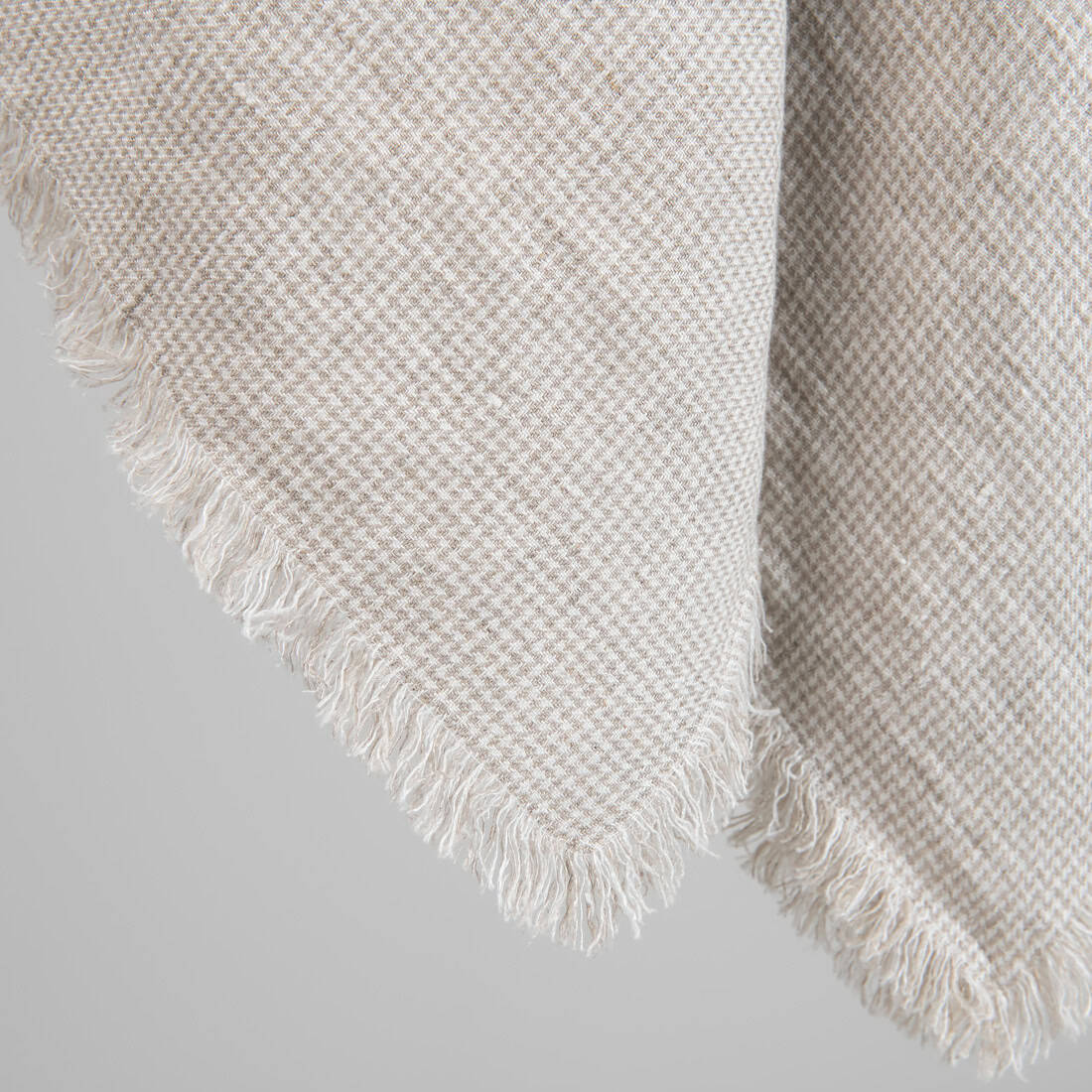 Lin skjerf beige med frynser