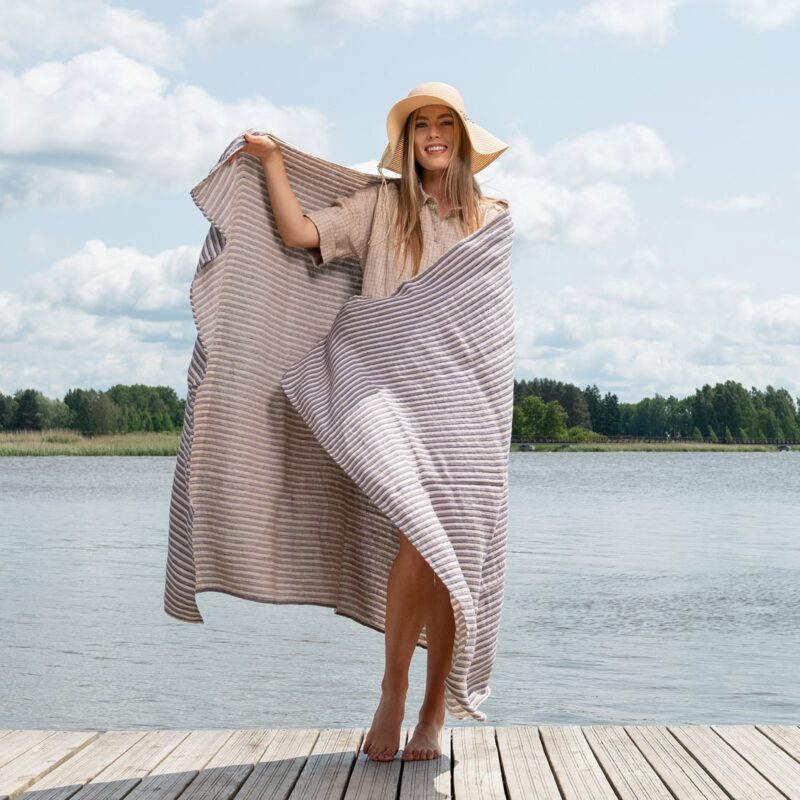 CUBA strandh&aring;ndkle lillastripete