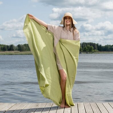 KORFU strandhåndkle grønn rutete