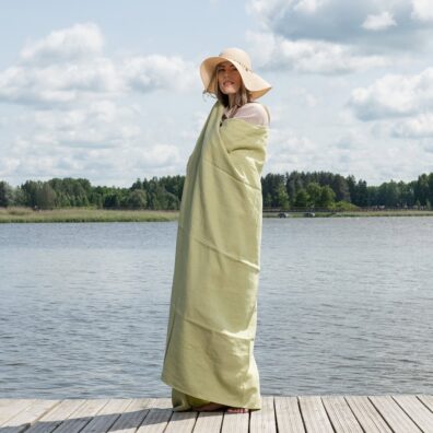 MADEIRA halvlin strandhåndkle lysegrønn